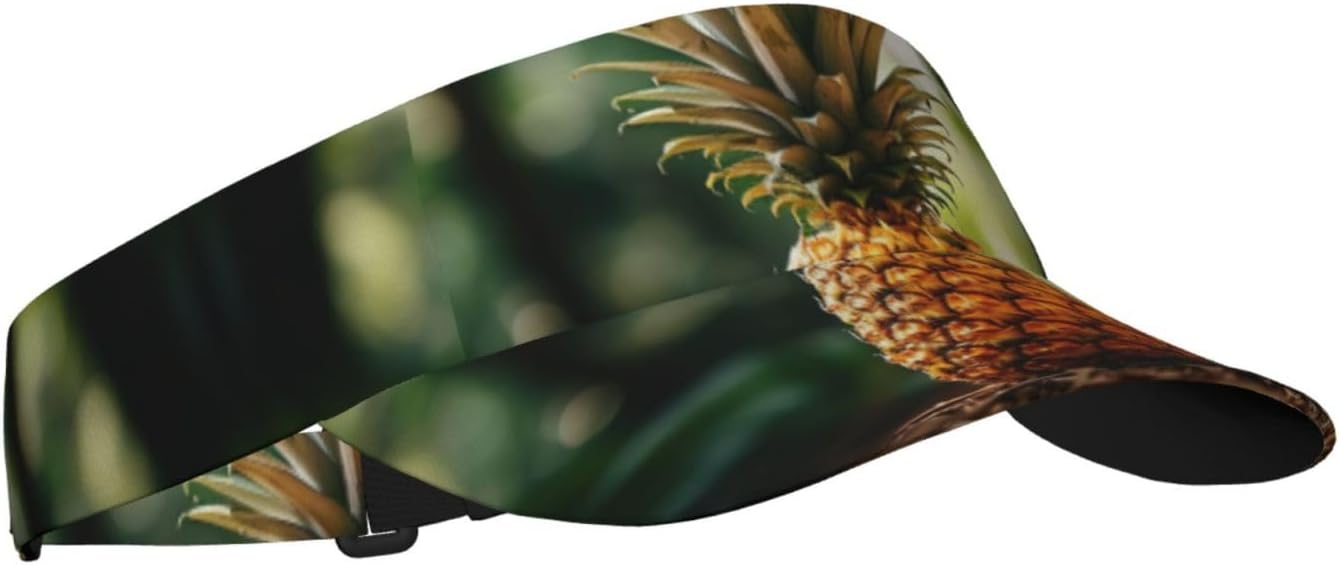 Tropical Fruit Pineapple Print Sport Sun Visor Hats Adjustable Empty Top Baseball Cap Women and Men Sun Visor Hat Black