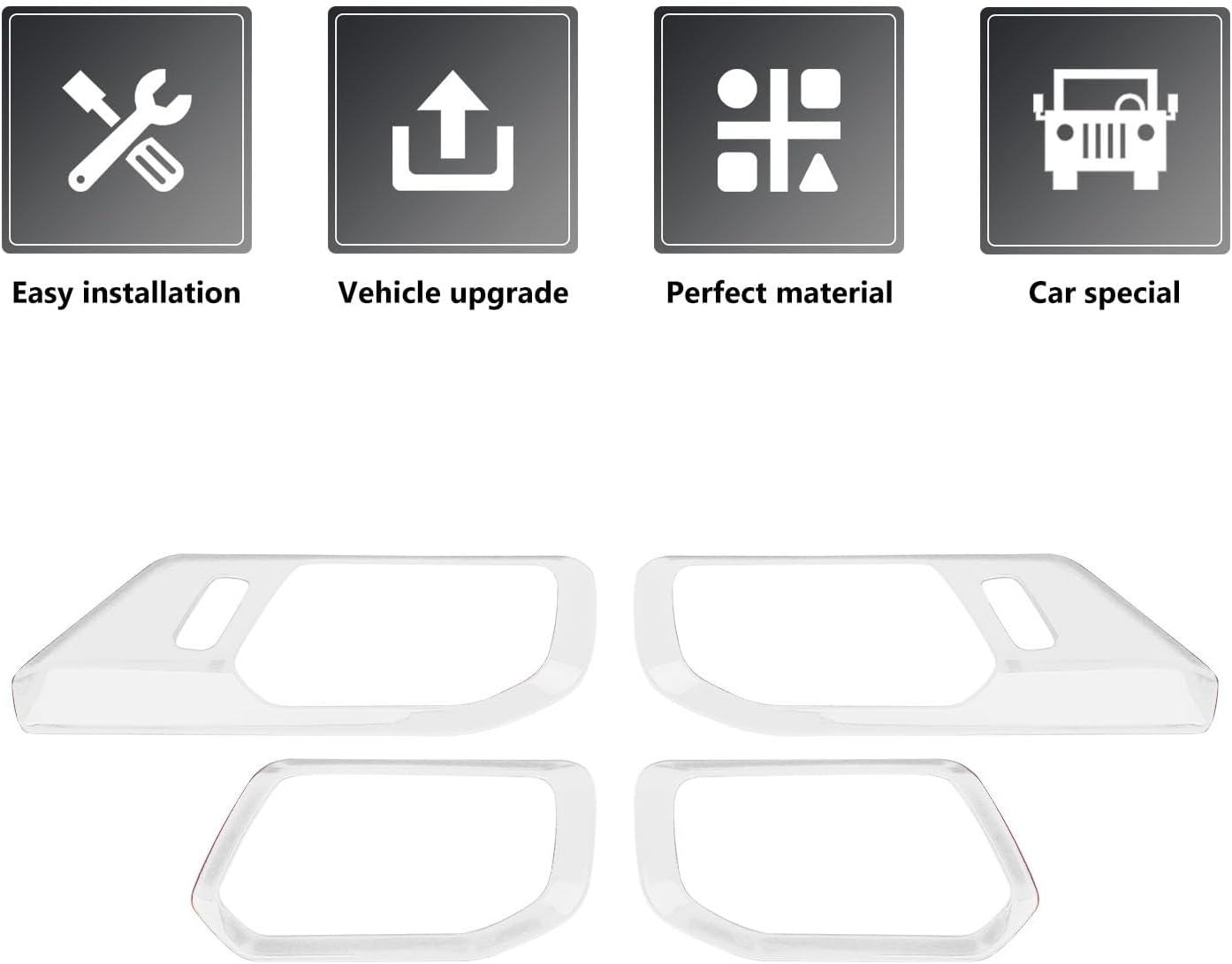 RAZPOY Inner Door Handle Cover Trim Compatible with 2021-2025 Ford Bronco Interior Accessories White (Not for Bronco Sport)
