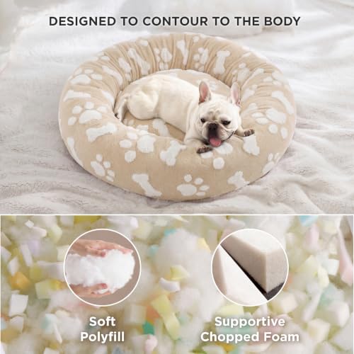 Image of LE SURE Shown on TV Jacquard Donut Cute Small Dog Beds,Sand 23x23x7in