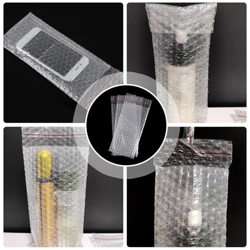 LOLYSIC 100 Stück Luftpolsterbeutel, 10x20CM Selbstklebende Versandtaschen, Transparenter Umschlagbeutel, Gepolsterte Briefumschläge, Blase Taschen, Luftpolsterumschläge Versandtaschen für Verpackung