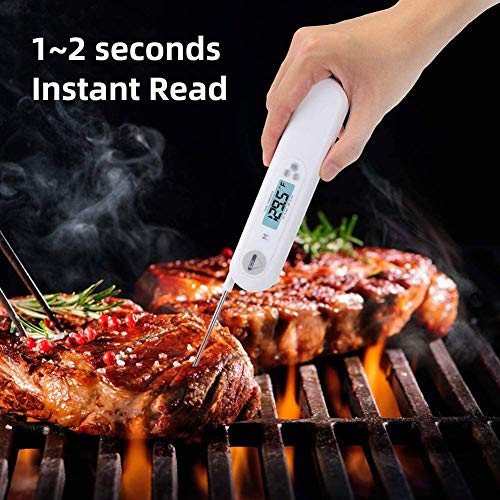 Lecone Instant Read Meat Thermometer with Backlight for Grill and Cooking Digital Thermometer Chef Alarm Tools with Backlight LCD Timing Timers Kitchen Stuff for Grilling Oven Smoker Barbeque BBQ