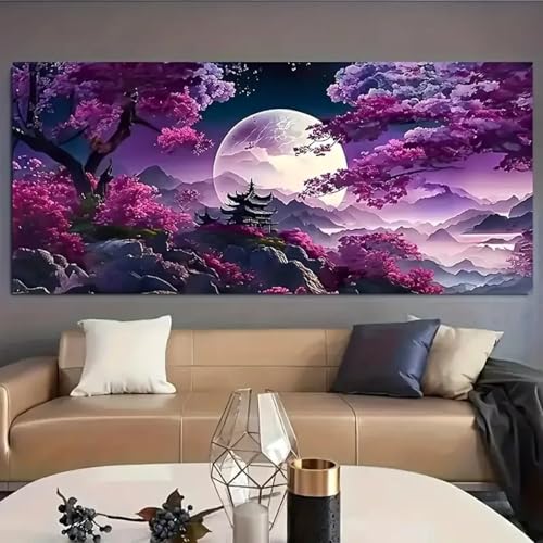 Toile abstraite montagne violette TONGYINLI cadre 70x140 cm