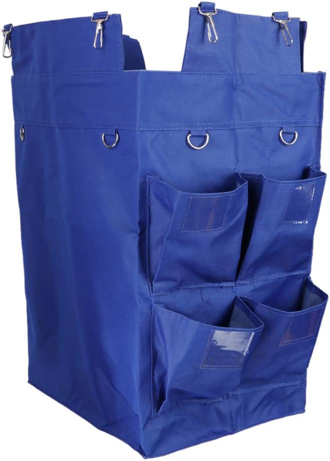 VMS INDIA Housekeeping Cart Trash Caddy Hotel Rooms Cleaning Tool,4/6 Pockets 4-Blue