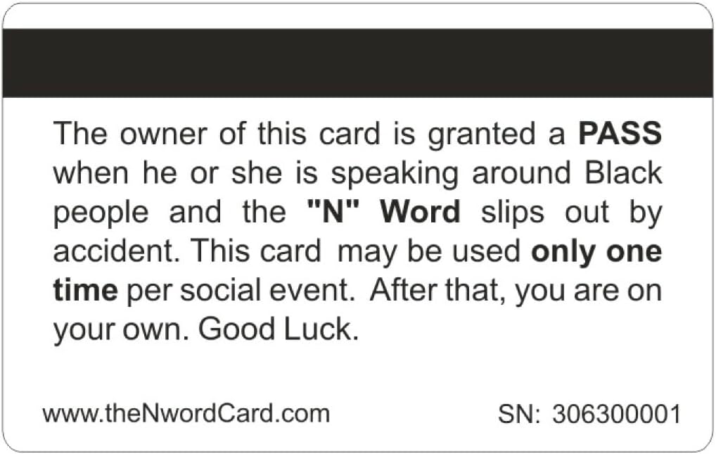 Funny Cards 8 Pack, Raised Numbers on Front. Serial Number on Back Side. (N Word Card)