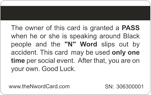 Miniatura 2 de Aromabug Tarjeta divertida tarjeta N Word Pass. Paquete de 4 números elevados en la parte delantera y números de serie en la parte posterior