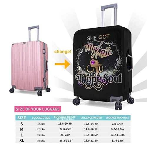 Image of Travel Suitcase Protector African American Girl Elastic Protective Washable Luggage Cover With Concealed Zipper Suitable For 18-32 Inch, Color-4-5, L (for 25--28 inch luggage)