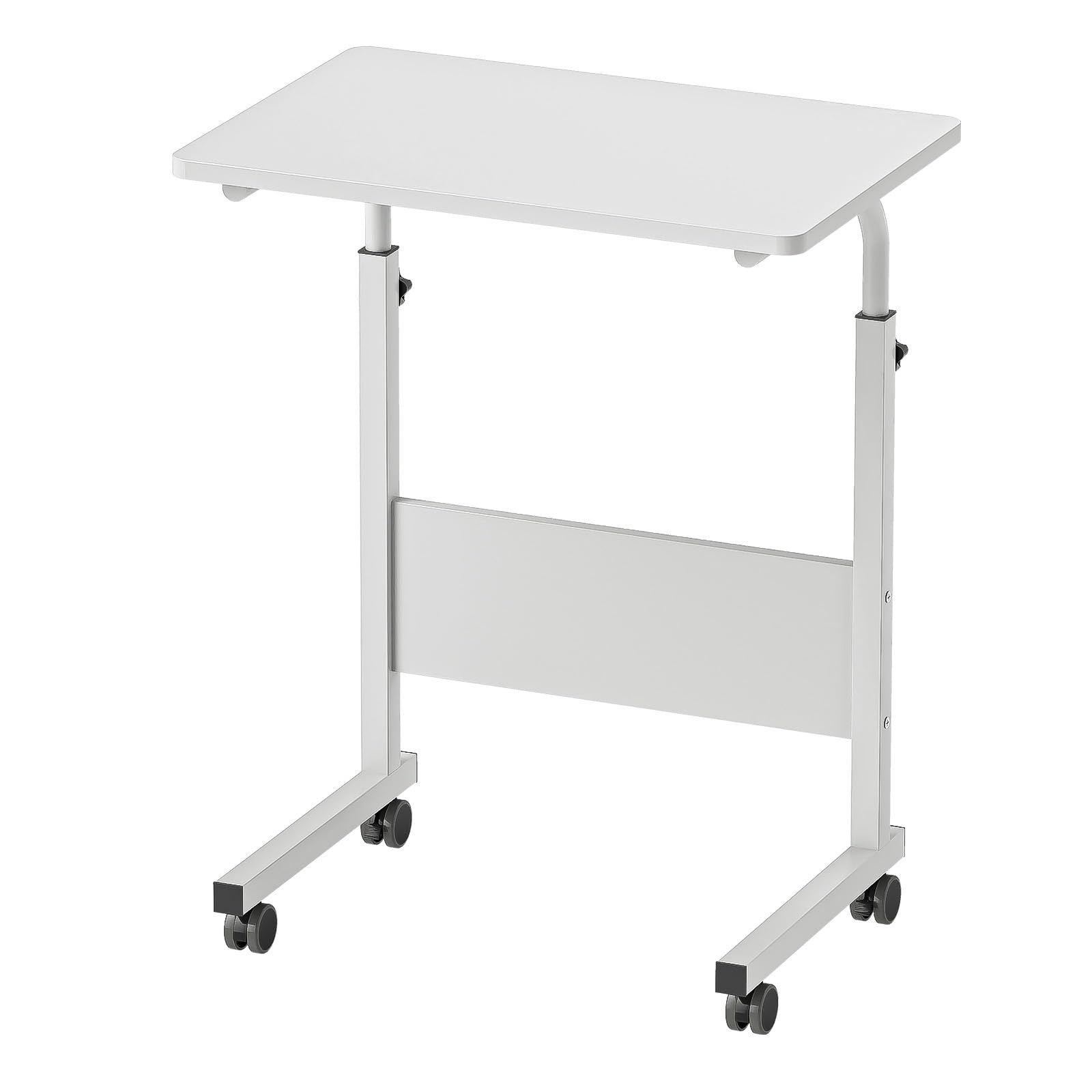 sogesfurniture Table d'appoint Mobile à Hauteur réglable pour Ordinateur Portable avec roulettes - Table d'appoint Mobile pour lit et canapé - 60 x 40 x 71-90 cm - Blanc