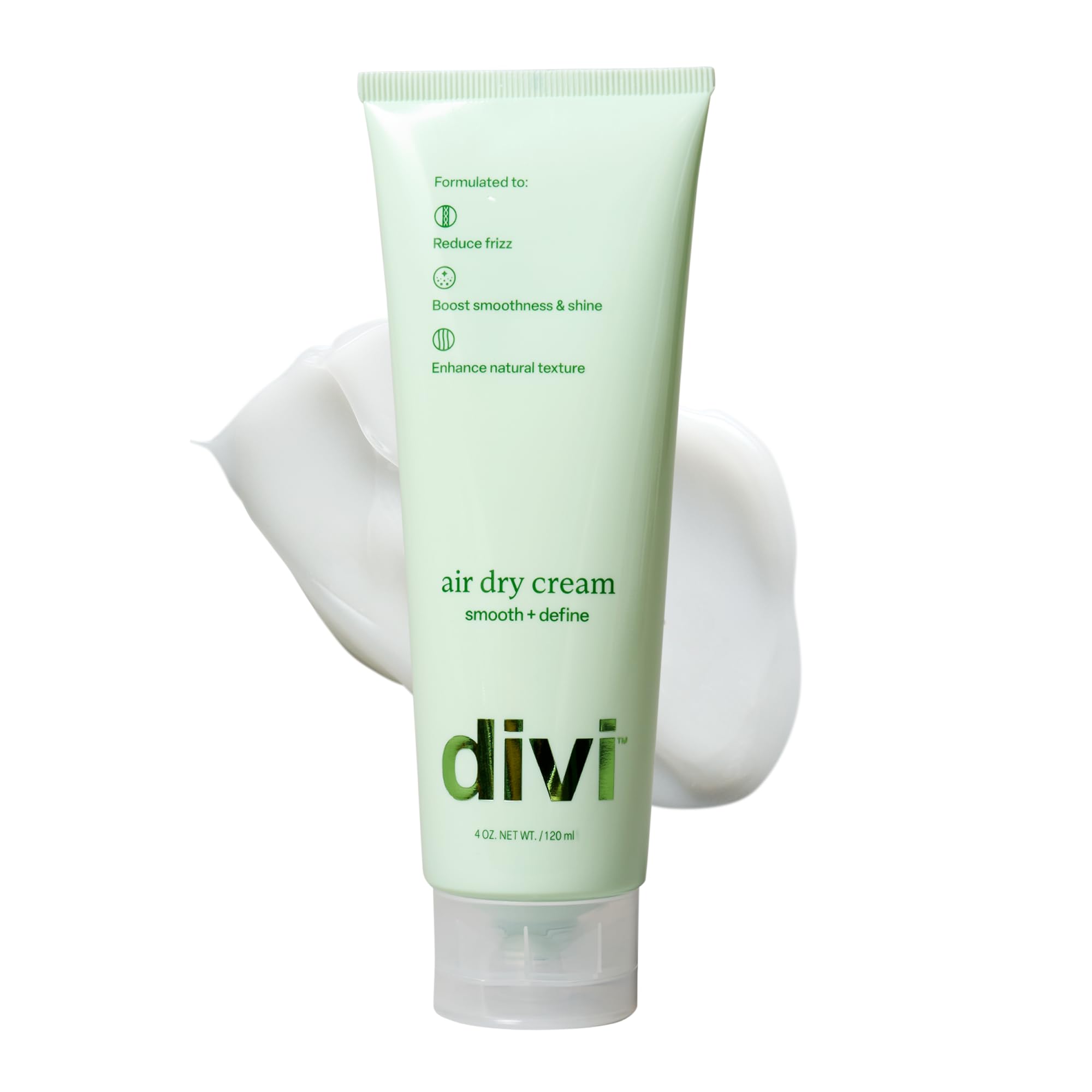 Divi Crema de secado al aire – Combate el encrespamiento durante 24 horas, textura natural, suaviza y define los rizos, 4 onzas