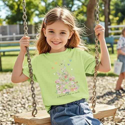 Image of Floral Castle Shirts for Girls Graphic Cute Tshirt Kids Toddler Flower Holiday Shirt Vacation Trip Tee Tops