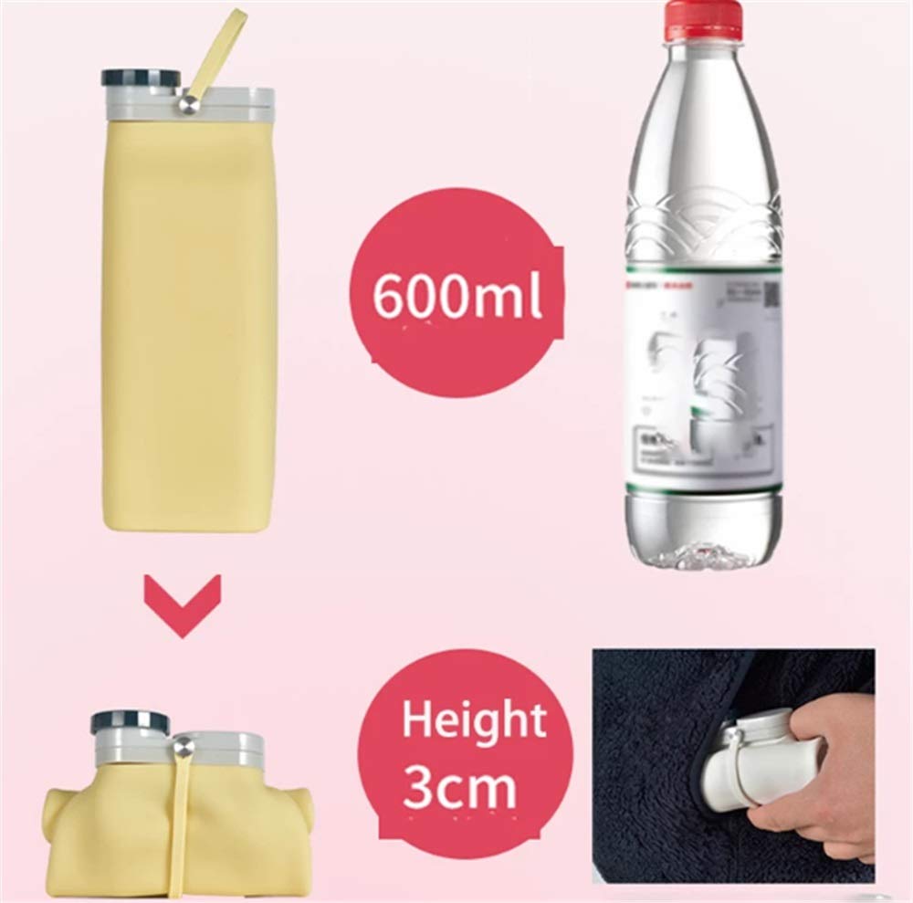Tazza d'Acqua Pieghevole in Silicone da 600 ml, Borraccia Portatile per Sport all'Aria Aperta, Borraccia per Il Latte di Grande capacità, Borraccia Pieghevole
