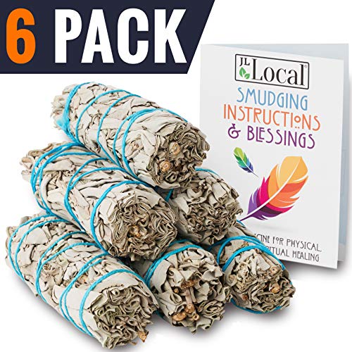 JL Local 6 Pack White Sage Smudge Sticks 4" Inch Smudging Wands |