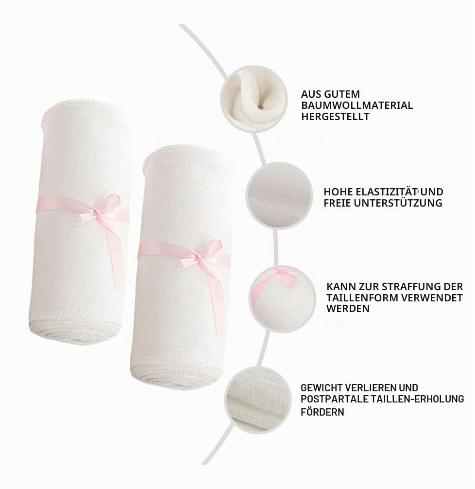 Bauchband nach der Geburt, Gaze, Baumwolle, atmungsaktiv, zur Erholung der Schwangerschaft, Bauchwickel für Frauen und Mädchen, schlanke Versorgung (Weiß, Größe L, 2 Rollen)