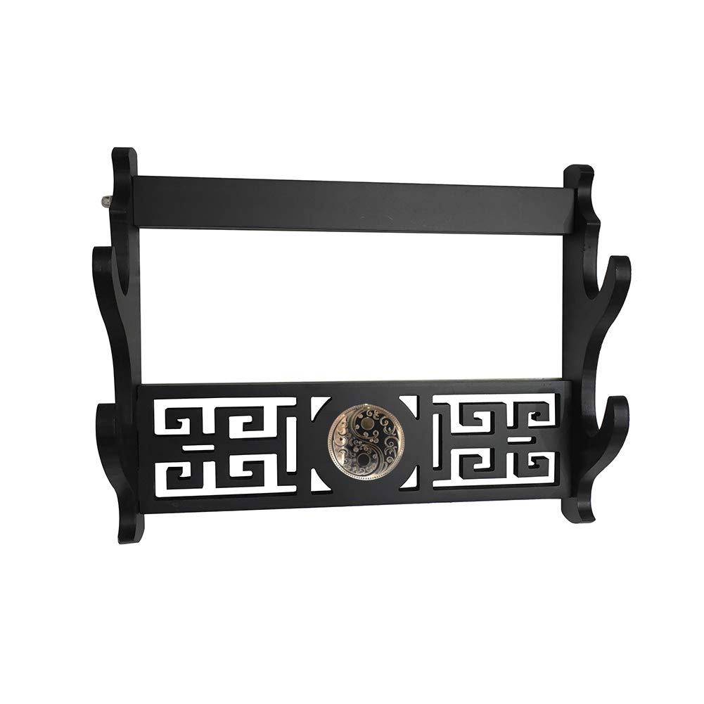 Baiwanlin Black Sword Holder Stand Rack Wall Mounted Display Samurai Katana Wakizashi Knife Scabbard Tai Chi Pattern 1-4 Tiers,2Tier
