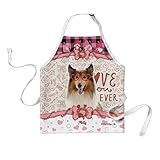 Ganshan Bi Custom Pink Love Heart Rough Collie Dog with Gnome Chef Apron Style 1