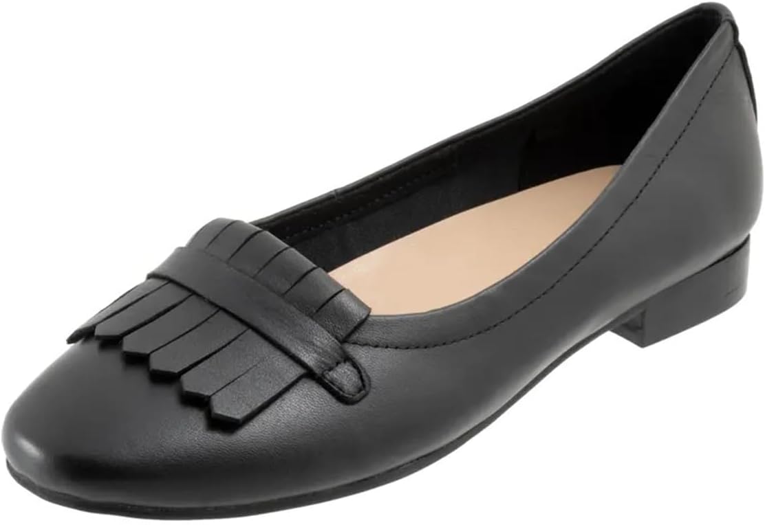 YDN Women Dressy Tassel Pumps Round Closed Toe Slip On Loafers Flats Block Low Heels Shoes Working Daily Size 4-15 US
