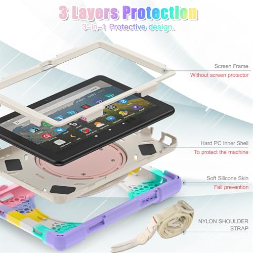 Protège tablette Fire HD 8 antichoc JZ anti casse avec sangle rose - 4