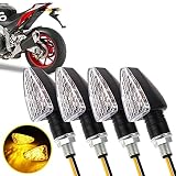 Greluma 4 Pièces Moto 15 LED Clignotants Indicateurs Ambre Clignotant 12V Mini Clignotant Étanche pour Moto (Nouvelle Version)