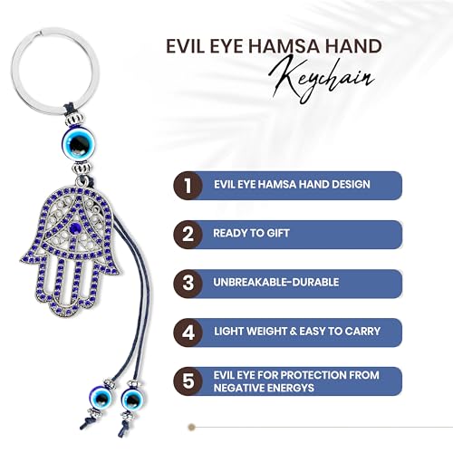 Image of Storite Set of 3 Evil Eye Keychain For Bike /Car, Gifting with Key Ring, Anti-Rust Blue