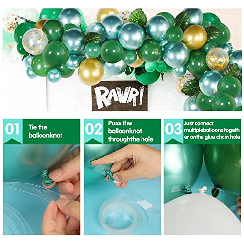 O-Kinee Ballonnen groene witgouden ballonnen, 55 stuks metallic groene ballonnen, ballonnenslinger groen, confetti… - Image 5