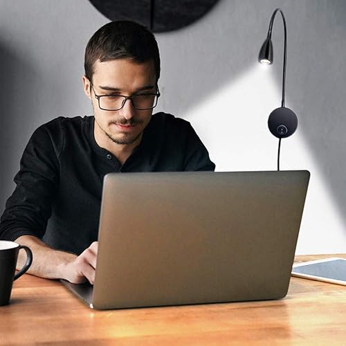 Miniatura 2 de Lámpara de lectura, luces LED de cama montadas en la pared con enchufe de iluminación nocturna de aluminio, lámpara de aplique con cable, 200