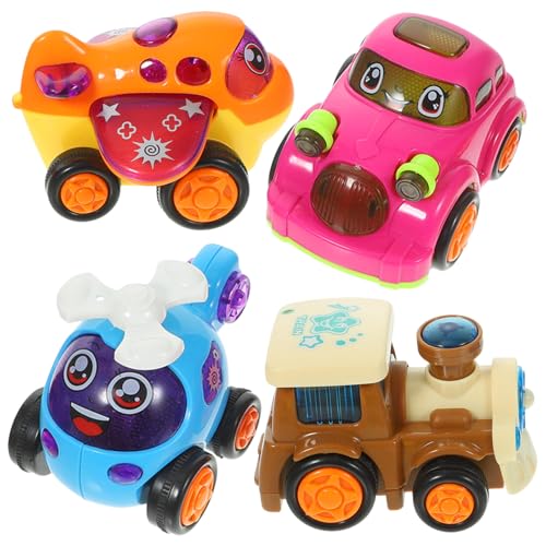 BCOATH 4 Stück Teiliges Kleiner Rückziehautos aus Robustem Kunststoff Energieeffiziente Kinderspielzeuge für Jungen und Mädchen Fördert Motorische Fähigkeiten und Zufällige Farbe