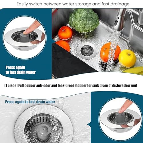 Colador para lavabo de cocina y tapón antiobstrucción miniatura 7