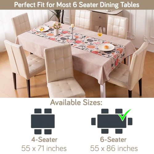 Image of HOKIPO Modern Grace Table Cloth for 6 Seater, 55x86 in, Rose Meadow
