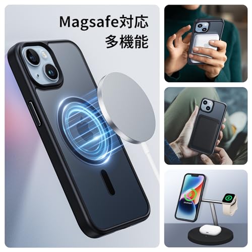 NIMASO MagSafe対応 iPhone14 / 13 用 ケース 半透明 カバー 米軍MIL規格取得 マグネット搭載 耐衝撃 マグセーフ ワイヤレス充電対応 スマホケース NSC23B638