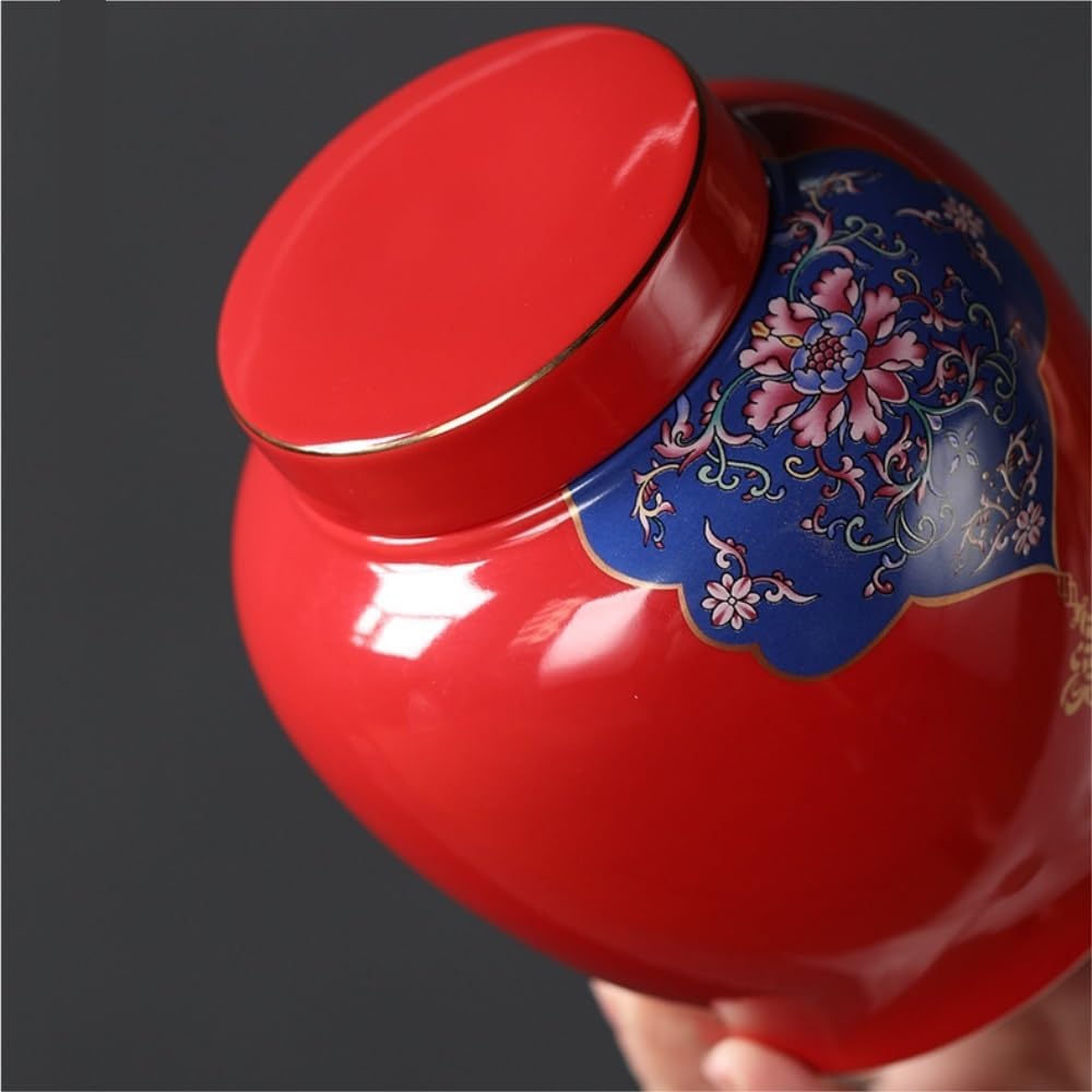 Contenitore per Il tè in Ceramica, Creativo, colorato, in Ceramica, con Coperchio, in Ceramica, sigillato, retrò, Set da tè Cinese, Barattolo Singolo per Il tè (C, Medio)