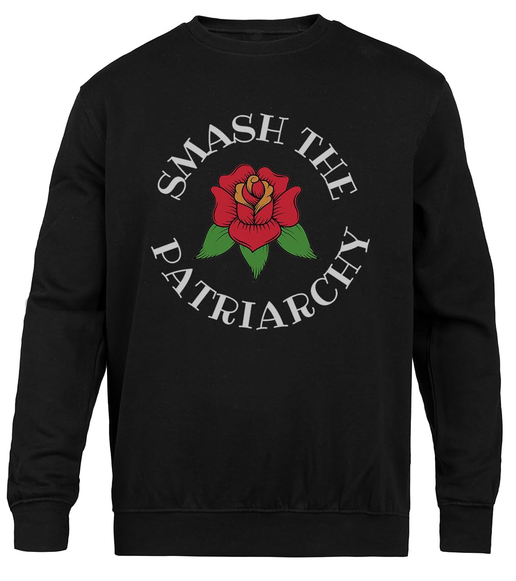 Zniszcz Patriarchat Kwiat Feminizmu Czarny Sweter Z Okrągłym Dekoltem Unisex Black Crewneck Unisex Jumper