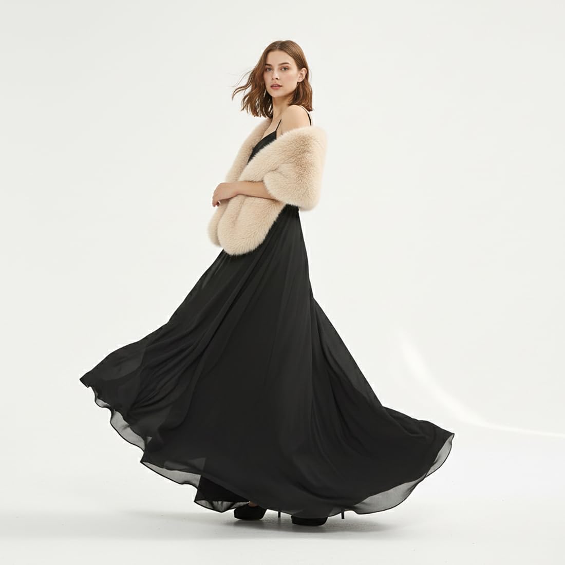 Fur Collar Scarf for Women Faux Fur Scarves Neck Shrug for Fall Winter Coat Dress - Image 3