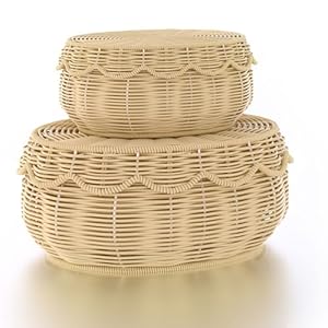 Olpchee 2er Set Weidenkörbe mit Deckel