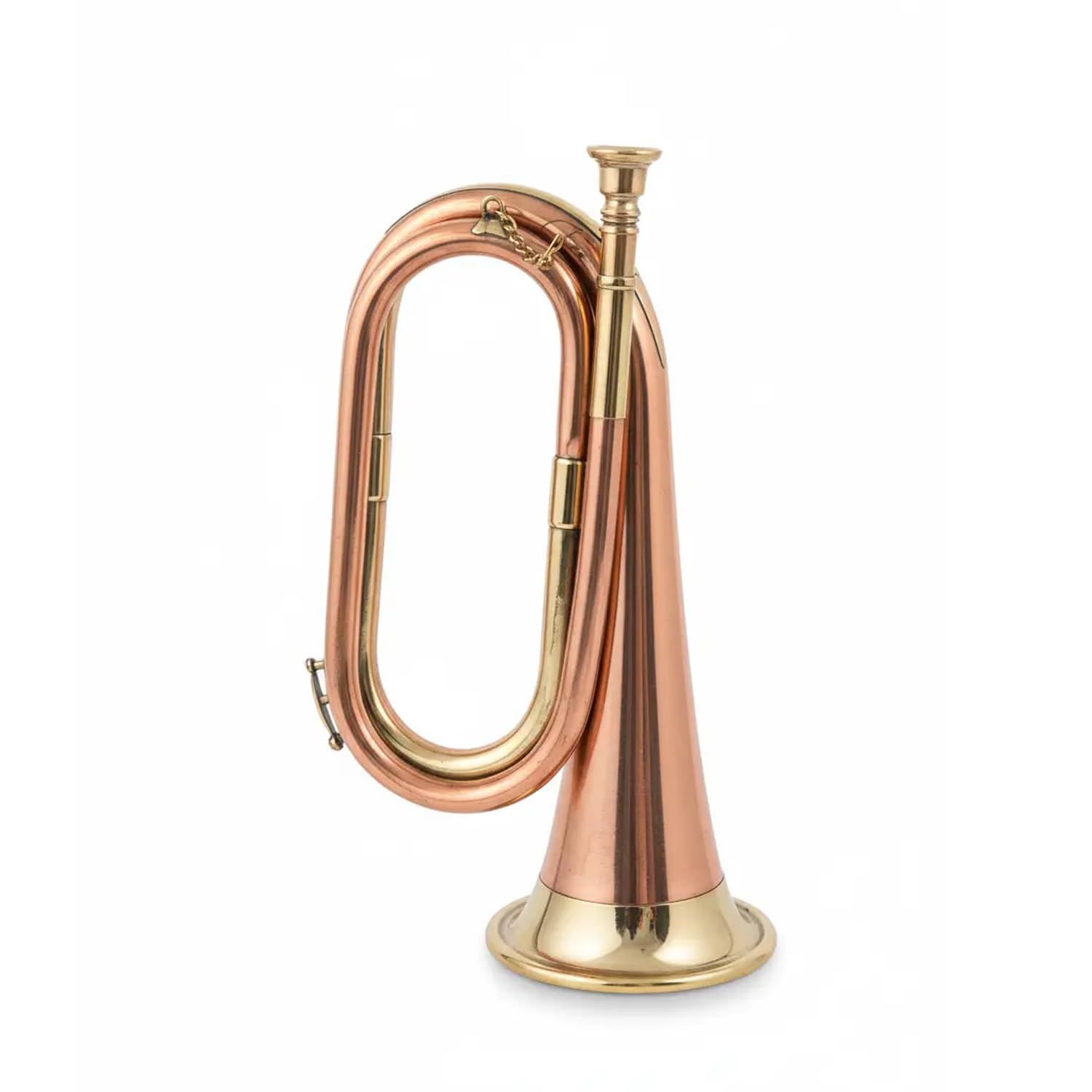 ARTIZANSTORE Solid Copper Bugle | Brass Bugle in Key of C | US Military Cavalry Horn | Historical Reenactment Instrument | Gift for Adults