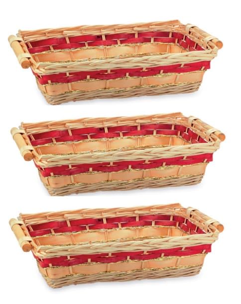  3 Ceste vimini naturale rettangolare GRANDI per confezione regalo VUOTO cm 49X35X12 EURO ITALIA