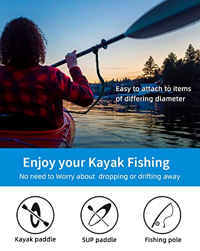 image for OCEANBROAD Kayak Paddle Leash with D-Ring Stretchable Secure Bungee St
