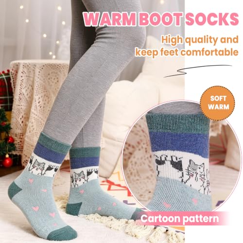 Image of Velice Wool Socks for Women Merino Wool Boot Hiking Thick Thermal Warm Winter Crew Cushion Cozy Work Socks 5 Pairs