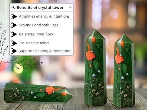 Image of Amazing Gemstone African Bloodstone Crystal Towers ~ Natural Healing Crystal Point Obelisk for Reiki Healing and Crystal Grid (2 inch to 3 inch Inch)