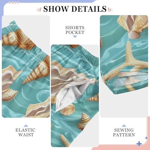 Pajama Bottoms, Pajamas Long Pant Sea Shells Lounge Wear Casual Green Sleep Pants Soft Pjs Sleepwear4