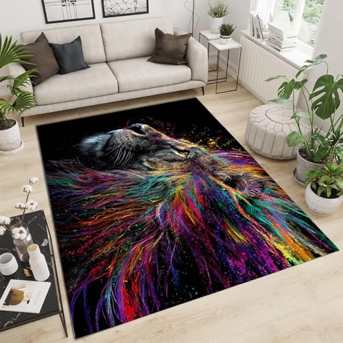 Tapis lavable en machine antidérapant grand format violet motif abstrait - 2