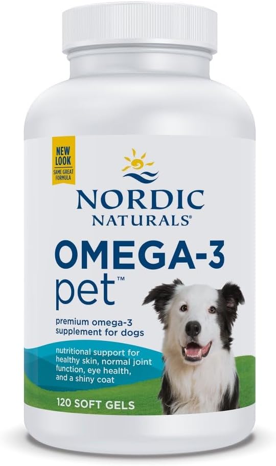 Nordic Naturals Omega-3 Pet, Unflavored – 120 Soft Gels – 330 mg Omega-3 Per Soft Gel – Fish Oil for Dogs with EPA & DHA – Promotes Heart, Skin, Coat, & Immune Health