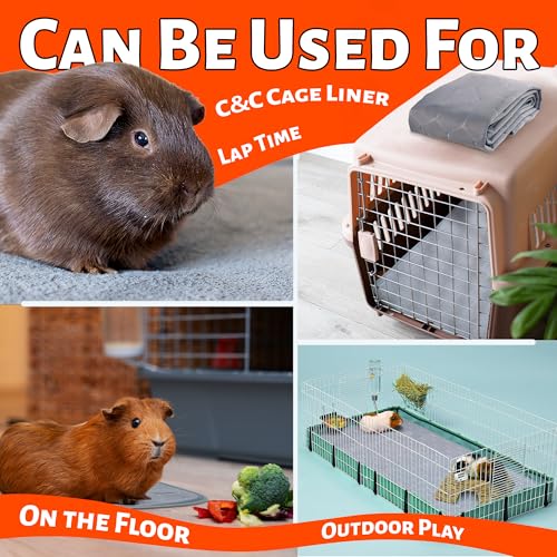 Image of 2 Pack Washable Guinea Pig Pee Pads - 20 inch x 47 inch Reusable Cage Liners for Small Animals - Super Absorbent Training Mat with Waterproof Bottom - Fleece Bedding for Rabbit, Puppy, Bunny, Hamsters
