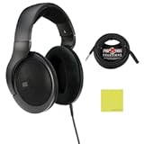 Sennheiser HD 400 PRO Open-Back Dynamic Headphones in Black, Bundle w/Pig Hog PHX14-25 1/4" Headphone Extension Cable Polishing Cloth