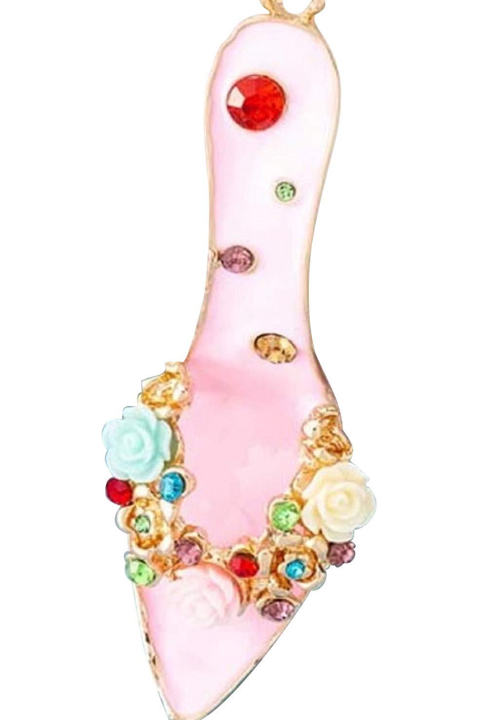 Mini High Heel Keychain With Roses – Cute Alloy Rhinestone Charm In Pink, Red, Or Rose Red - View #4