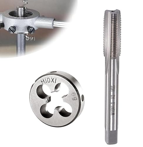 Ensemble de tarauds et filières métriques M10 x 1 mm, Taraud à Vis avec Filetage Rond, Taraud rainuré, kit de tarauds et filières pour la réparation de filetages de vis d'écrou, de boulons