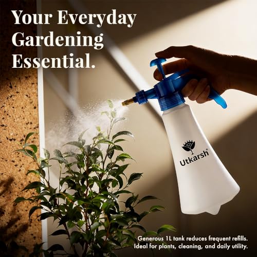 Image of Utkarsh Pressure Spray Bottle for Plants (1 Liter) - White | Efficient Water Spray Bottle with Adjustable Nozzle, Ideal Garden Sprayer for Indoor and Outdoor Plant Care, Pack of 1