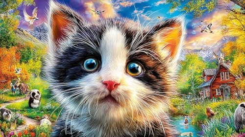 Rompecabezas de 1000 piezas de gato 3D para adultos en cartón reciclado