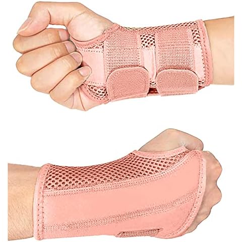 HYCOPROT Wrist Brace Night Wrist Sleep Support Splint Compression Sleeve Adjustable Straps for Wrist Pain Relief, Carpal Tunnel, Arthritis, Tendonitis, Fitness (Pink, S/M-Right Hand (Pack of 1)) Cover