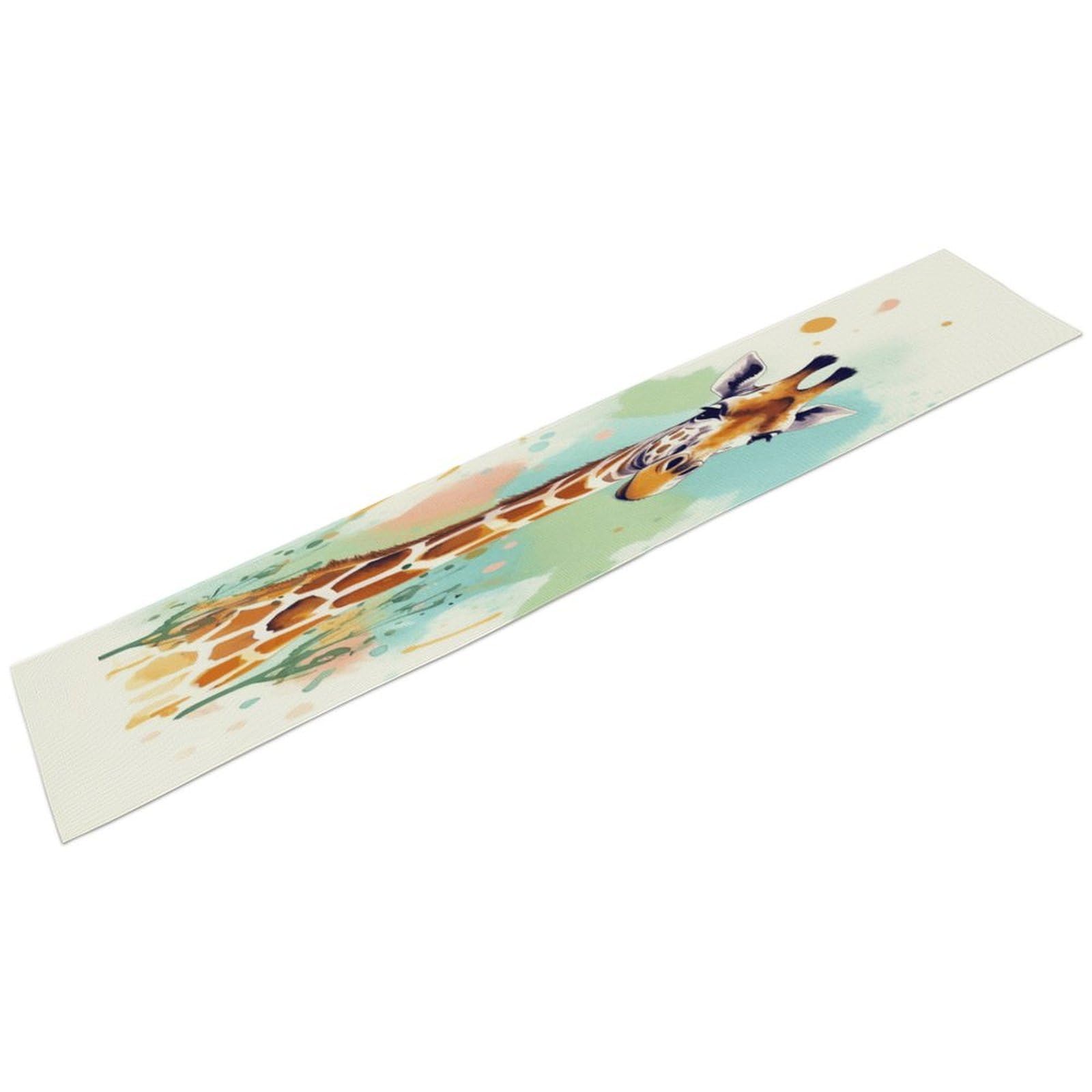 Giraffe Art Illustration Table Runner Long Linen Table Runner Farmhouse Rustic Dresser Runner Seasonal Holiday Kitchen Dining Table Decoration for Dresser Scarf Home Decor 13 X 72 Inch