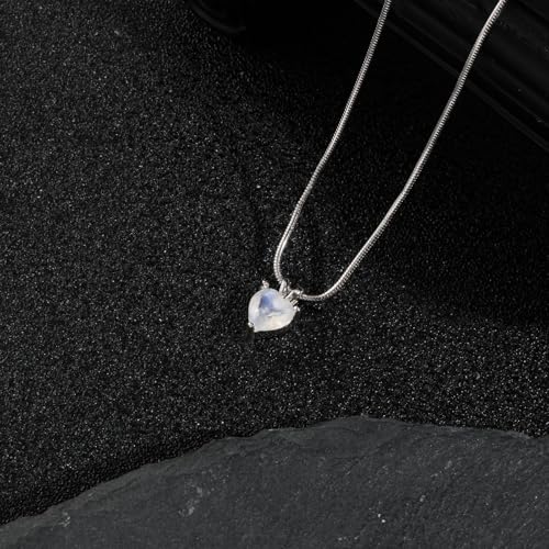 Natural Moonstone Heart Pendant Necklace Real Moonstone Moon Stone Jewelry for Women3