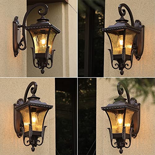Applique murale balcon de foyer style lanterne antique et finitions marron rustique E27